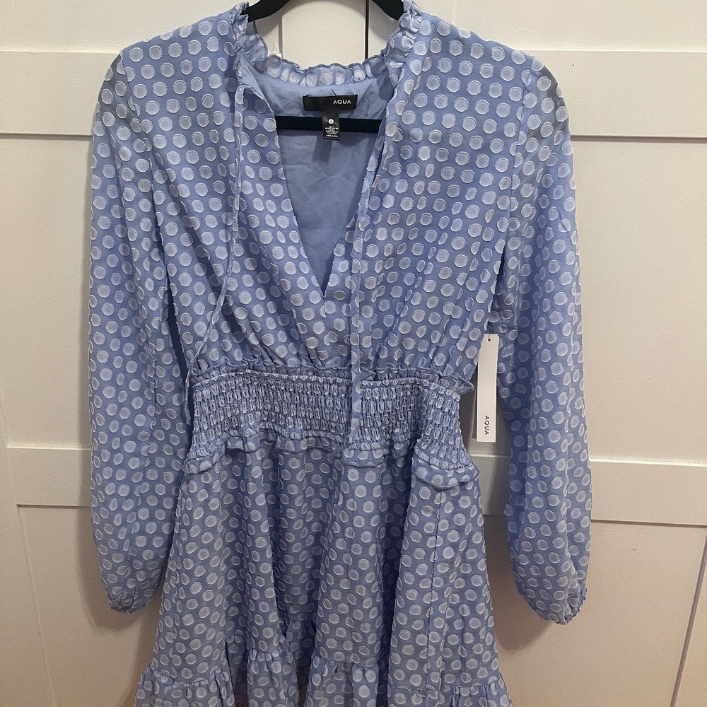 Aqua long sleeve mini dress